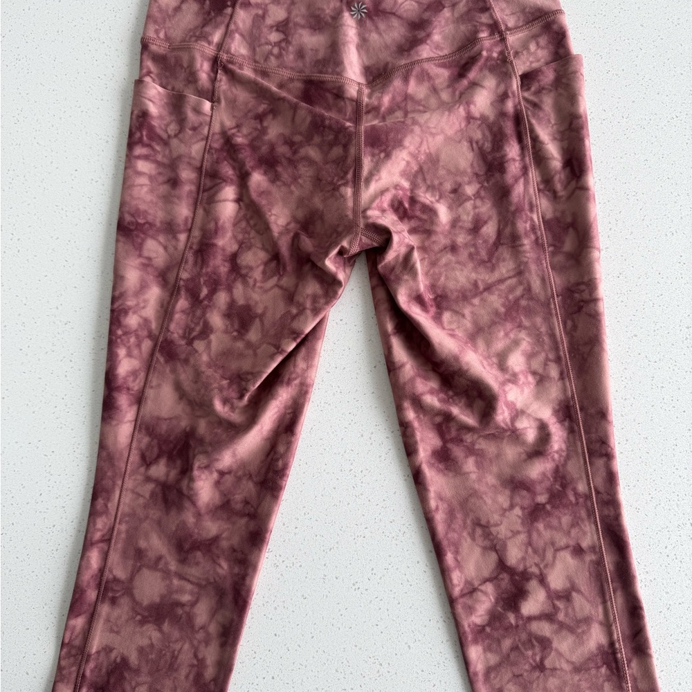 Athleta Maroon Tie-Dye Leggings